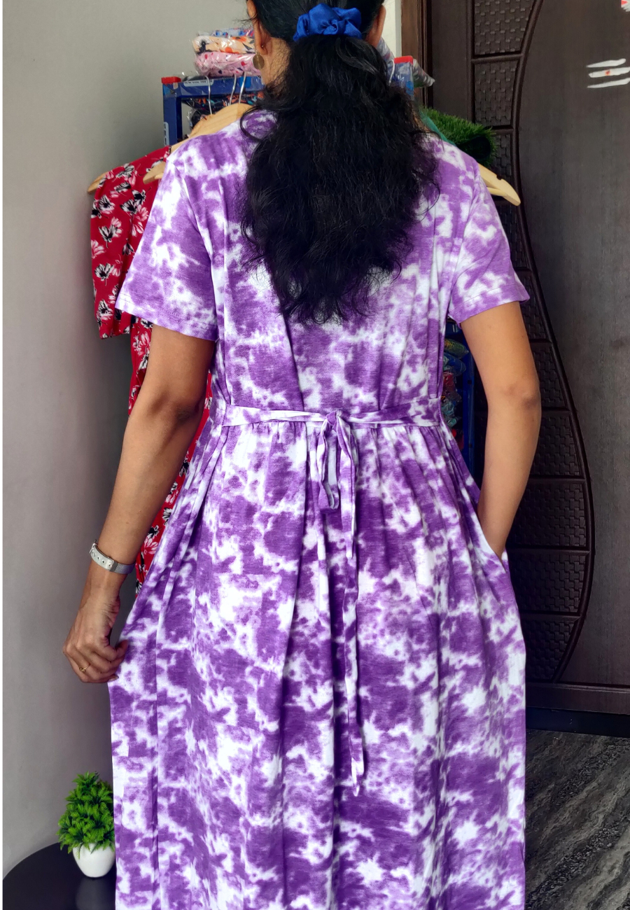 Elephant Soft Cotton Zipless Maternity & Feeding Dress | Full Length