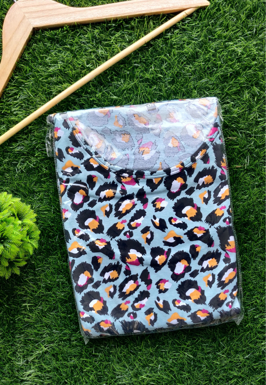 Ink Feather Soft Cotton Zipless Maternity & Feeding Dress | Full Length