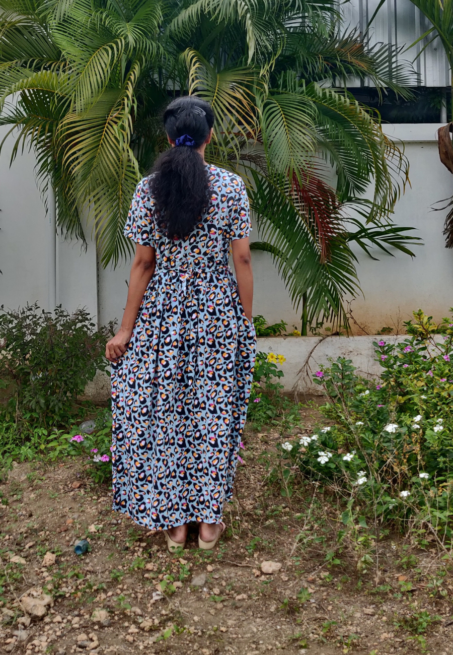 Ink Feather Soft Cotton Zipless Maternity & Feeding Dress | Full Length