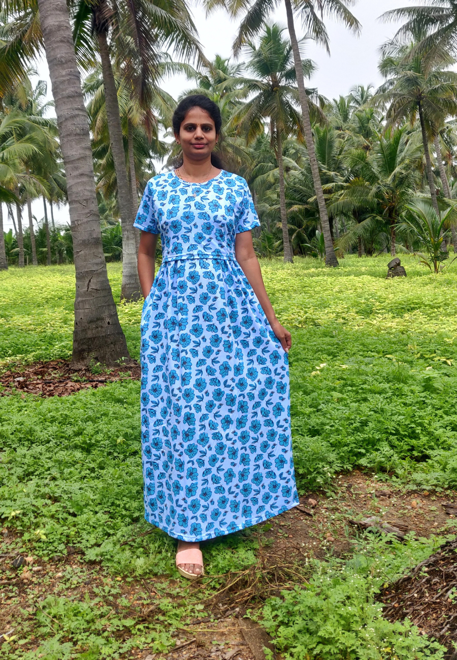 Jasmine Soft Cotton Zipless Maternity & Feeding Dress | Full Length