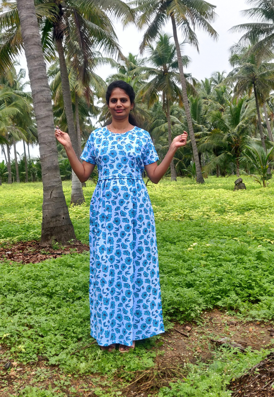 Jasmine Soft Cotton Zipless Maternity & Feeding Dress | Full Length