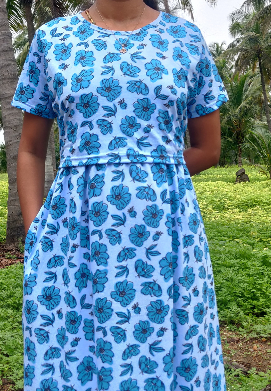 Jasmine Soft Cotton Zipless Maternity & Feeding Dress | Full Length