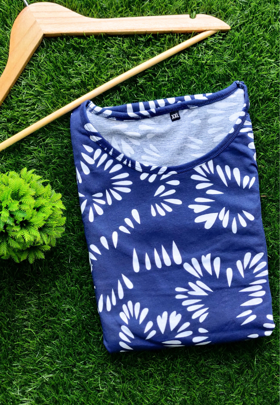 Minnal Blue Soft Cotton Zipless Maternity & Feeding Dress | Puff Sleeve