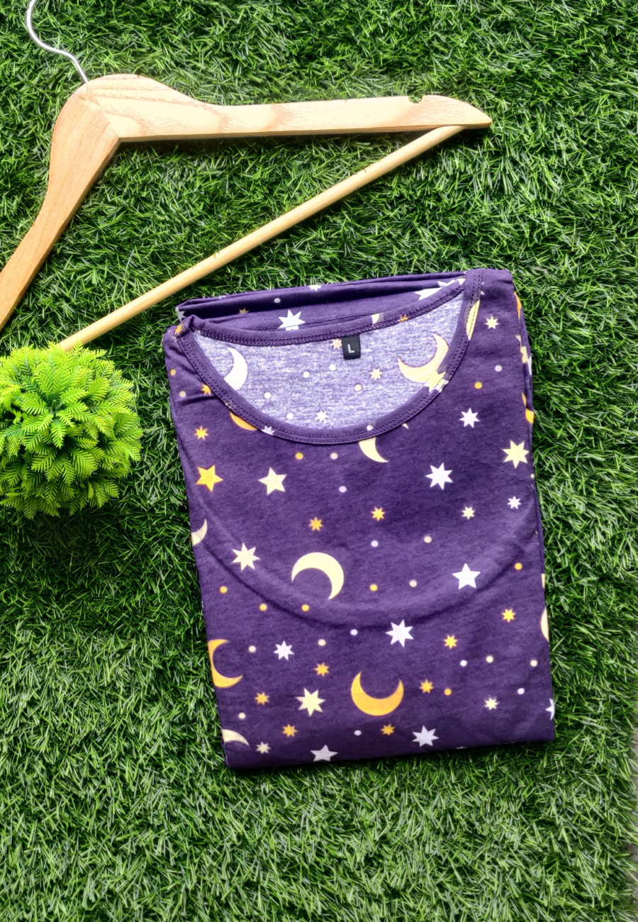 Moon Star Soft Cotton Zipless Maternity & Feeding Dress | Full Length