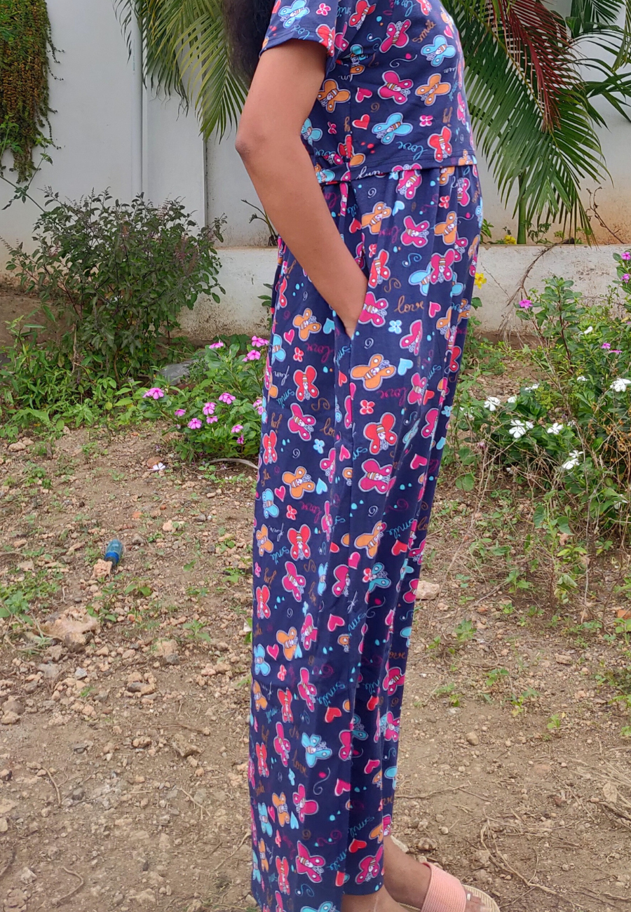 Multi Color ButterFly Soft Cotton Zipless Maternity & Feeding Dress | Full Length