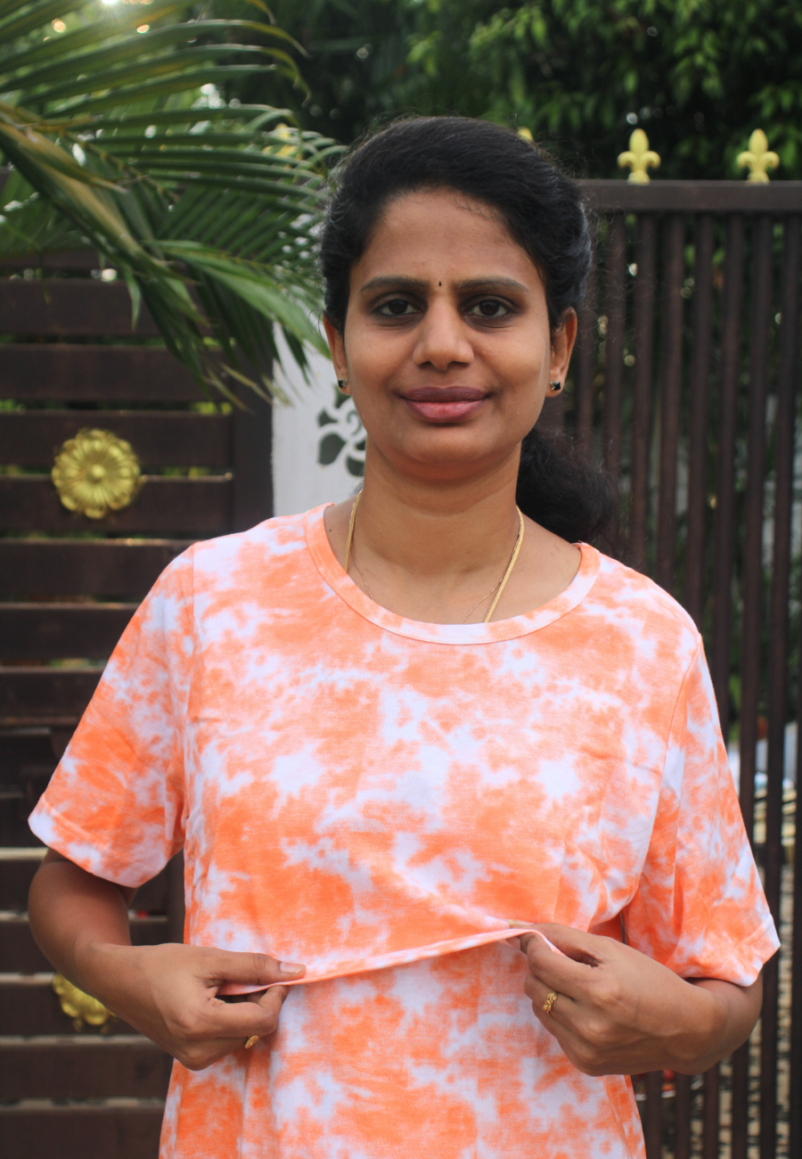 Orange Dye and Die Pure Cotton Zipless Feeding Pant Set