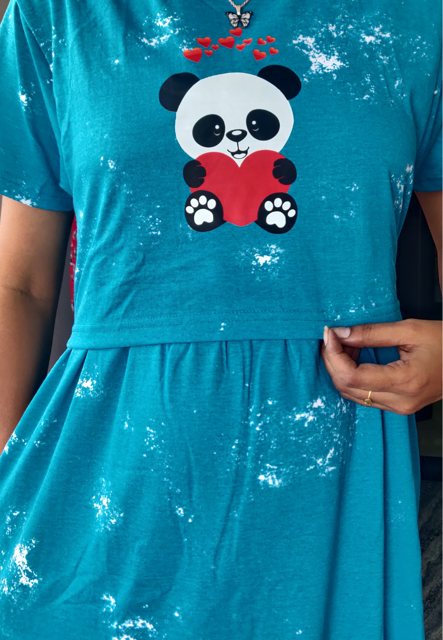 Panda Dye & Die Soft Cotton Zipless Maternity & Feeding Dress | Full Length