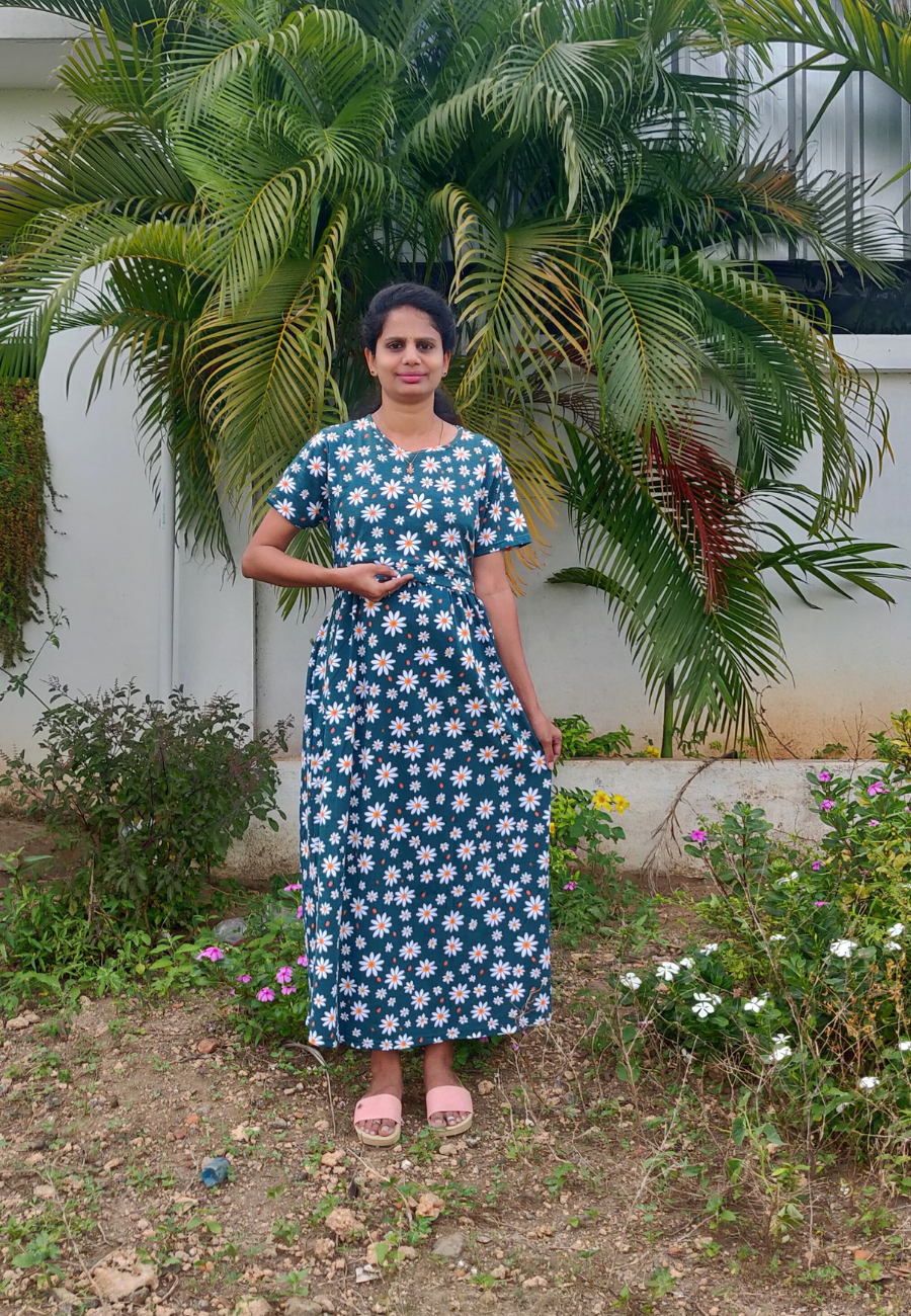 Pavalamalli Soft Cotton Zipless Maternity & Feeding Dress | Full Length