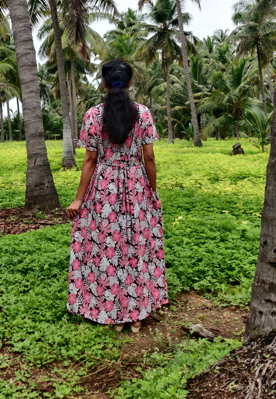 Petals Soft Cotton Zipless Maternity & Feeding Dress | Full Length