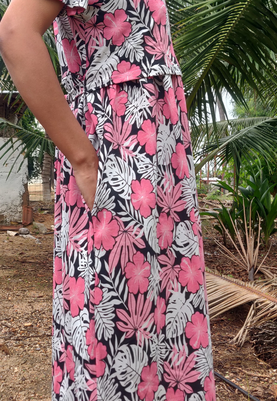 Petals Soft Cotton Zipless Maternity & Feeding Dress | Full Length