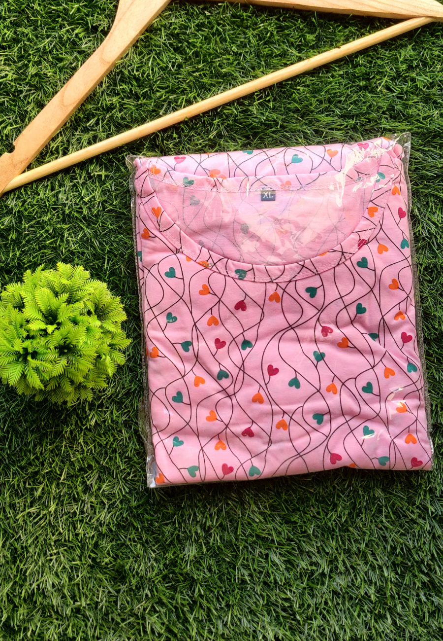 Pink Wire Soft Cotton Zipless Maternity & Feeding Dress | Puff Sleeve