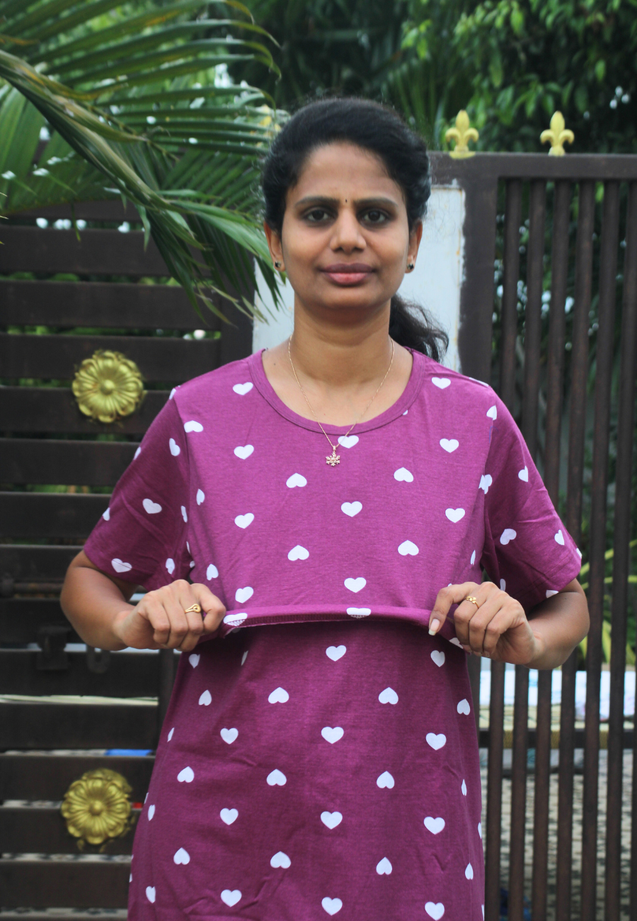 Purple Heart Pure Cotton Zipless Feeding Pant Set