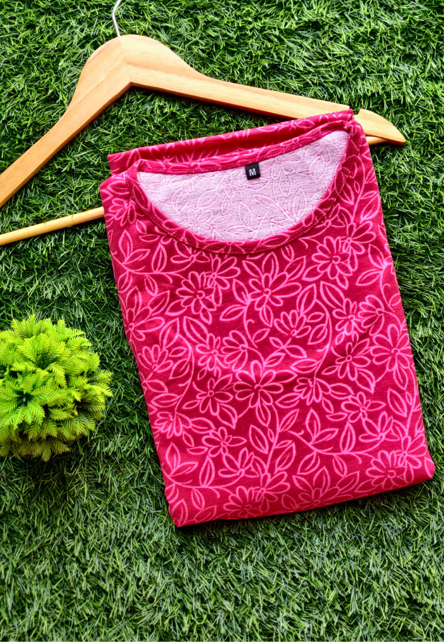 Red Golden Flower Soft Cotton Zipless Maternity & Feeding Dress | Full Length