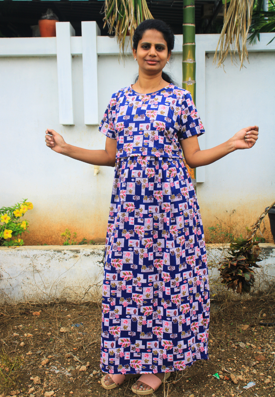 Roja -Soft Cotton Zipless Maternity & Feeding Dress | Full Length