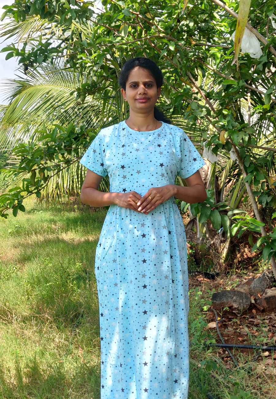 Skyblue Star Soft Cotton Zipless Maternity & Feeding Dress | Full Length