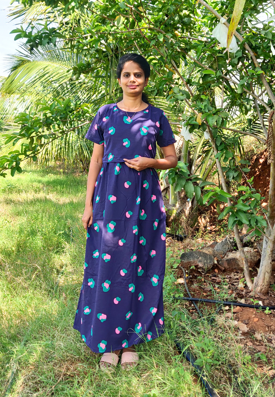 Tree Soft Cotton Zipless Maternity & Feeding Dress | Full Length
