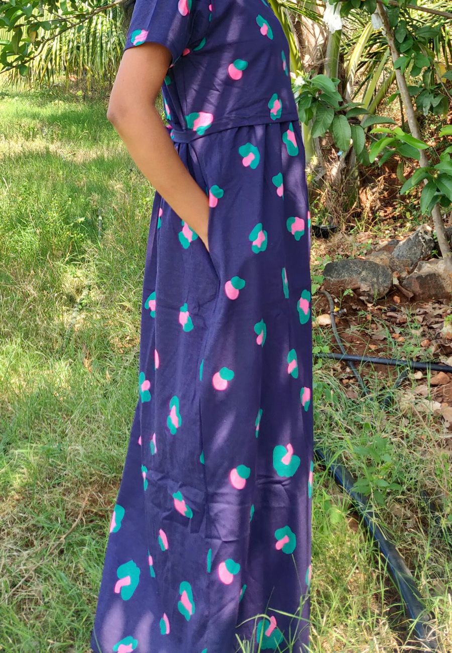Tree Soft Cotton Zipless Maternity & Feeding Dress | Full Length