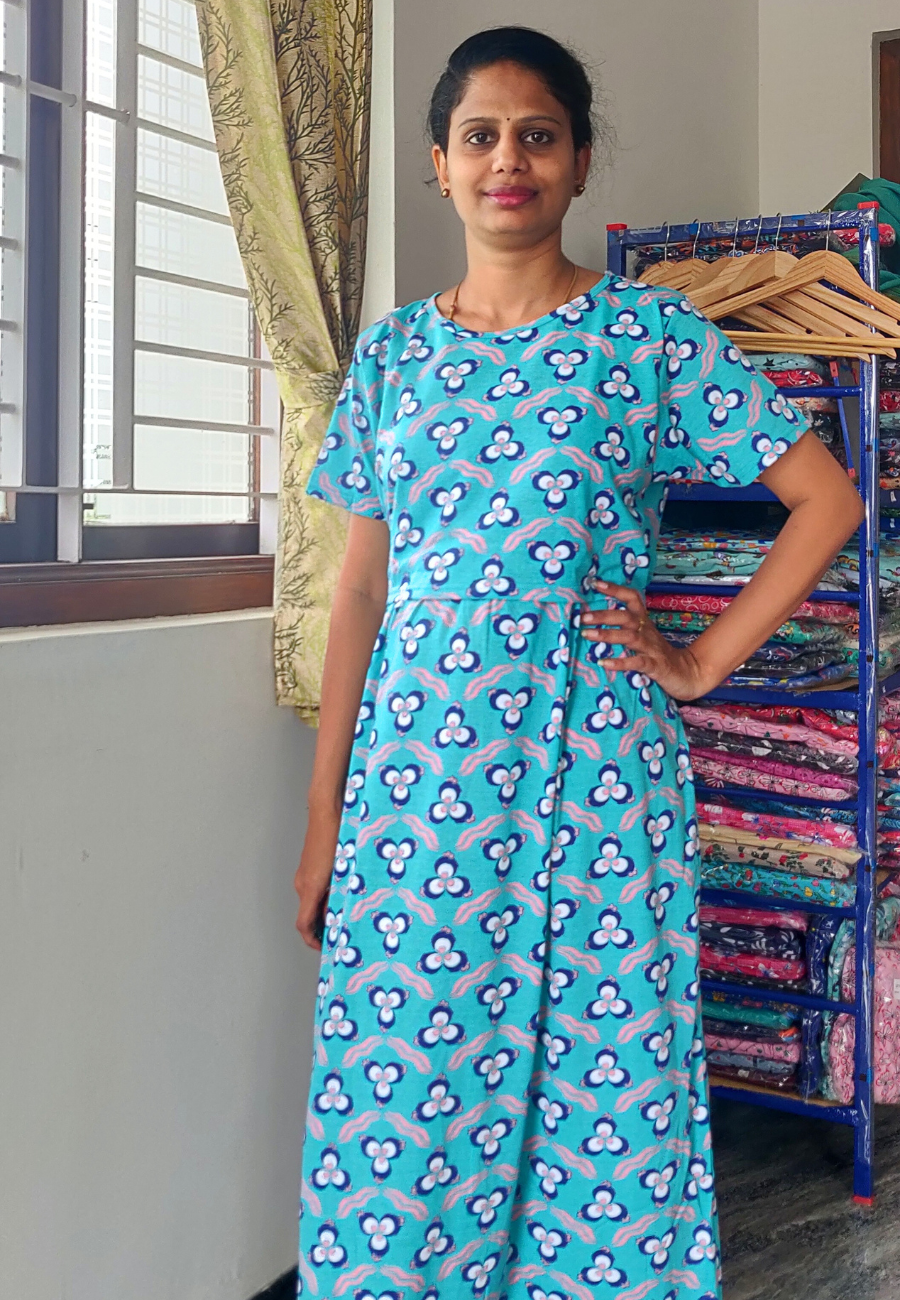 Triangle Soft Cotton Zipless Maternity & Feeding Dress | Full Length