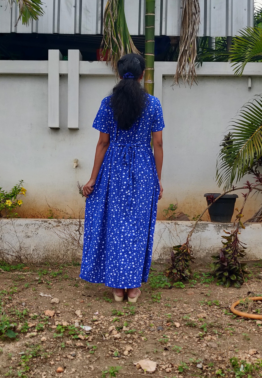 Twinkle Star Soft Cotton Zipless Maternity & Feeding Dress | Full Length